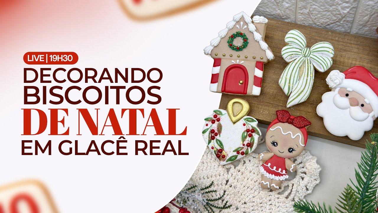 Decorando Biscoitos de Natal em Glacê 🎄 | Modelos HO HO HO e Ramo Natalino 🍪