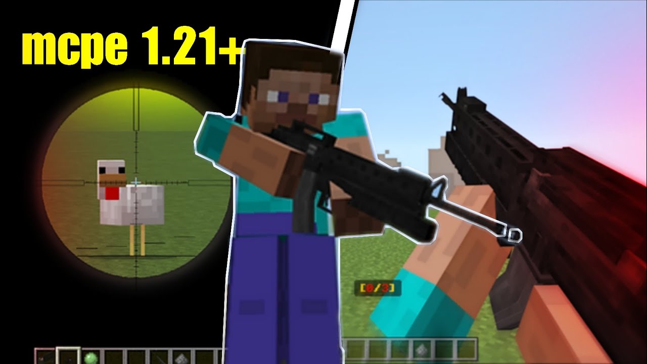 Top 3 best gun add-ons for mcpe 1.21+(aplok guns)🔥