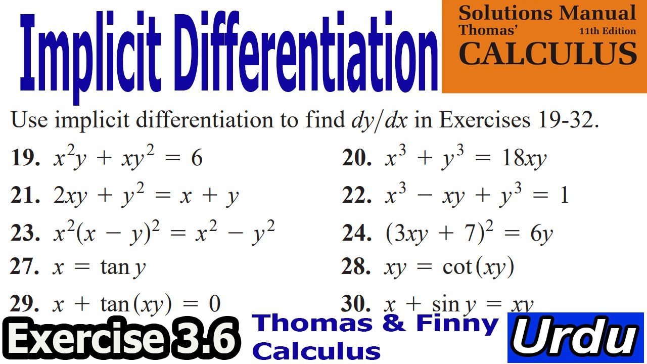 Implicit Differentiation || calculus and analytical geometry || Thomas calculus