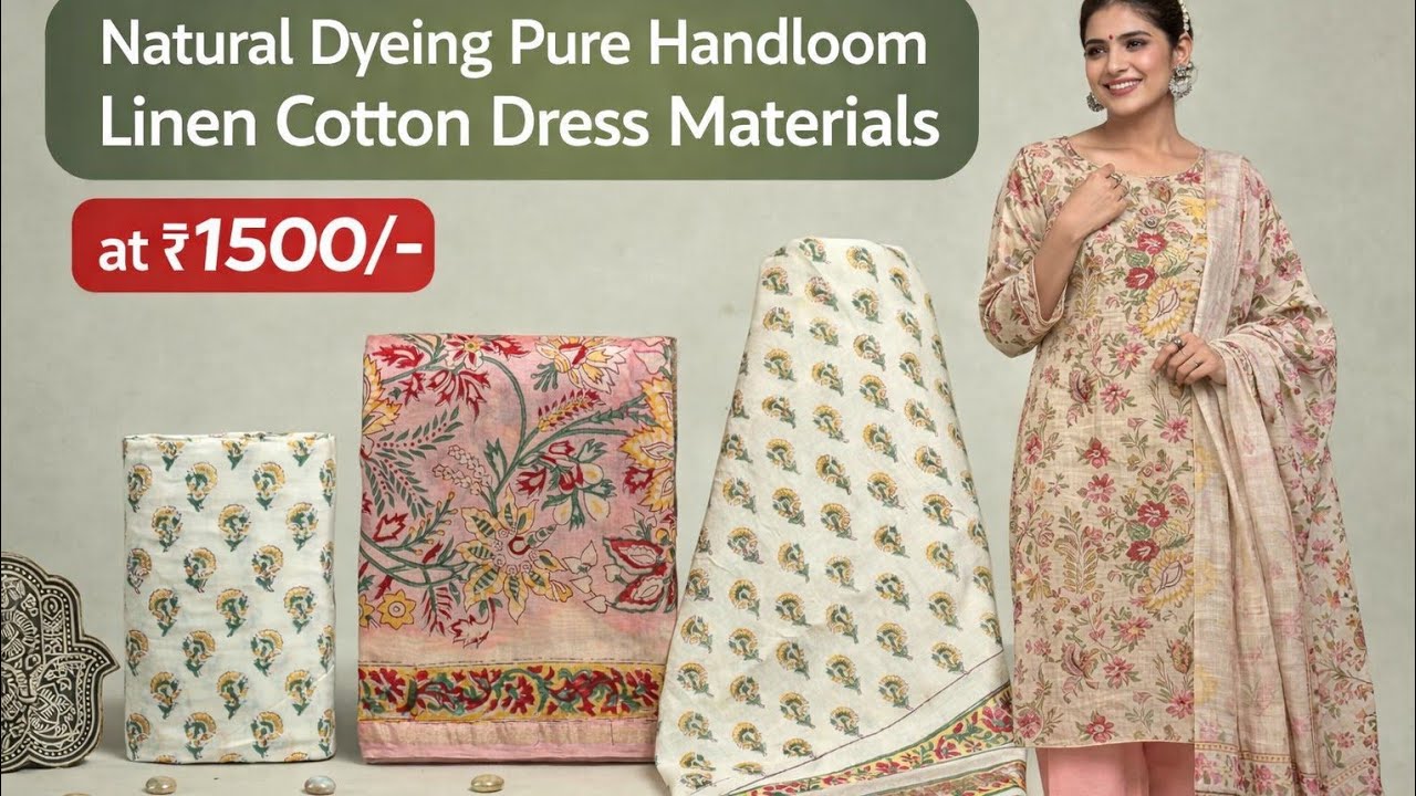 Linen cotton dress materials | top, bottom and dupatta each of 2.5 mts 