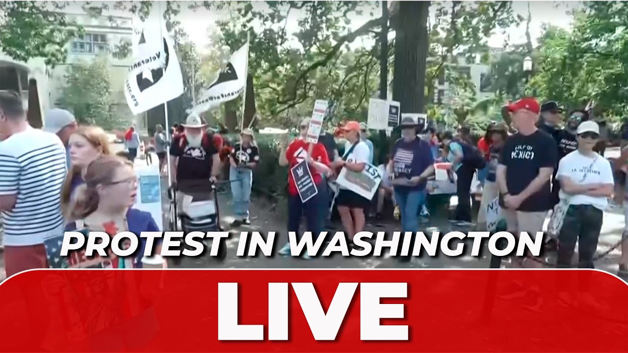 TRUMP LIVE, PROTEST against NATIONAL guard TROOPS in WASHINGTON D.C