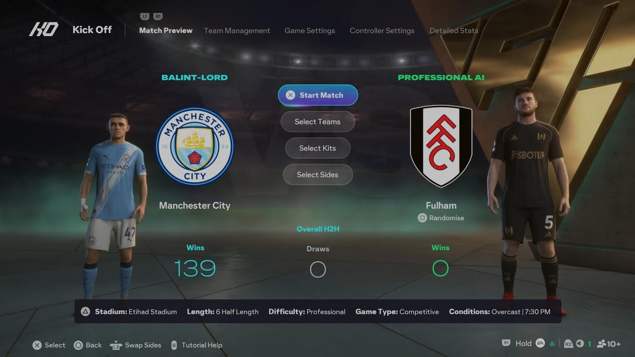 EA SPORTS FC 26 Manchester City-Fulham Premier League full match 25/26 PS5