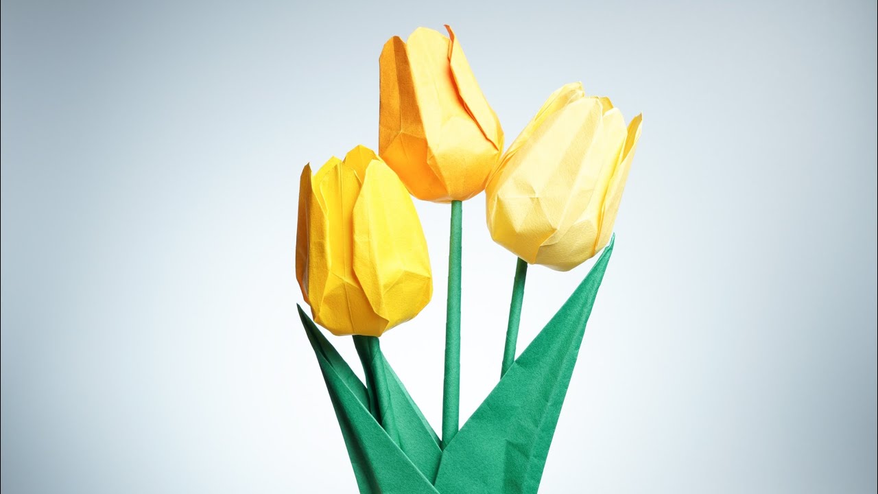 Origami Tulip / Flower🌷By Naomiki Sato 摺紙 鬱金香花 折り紙 チューリップ はな