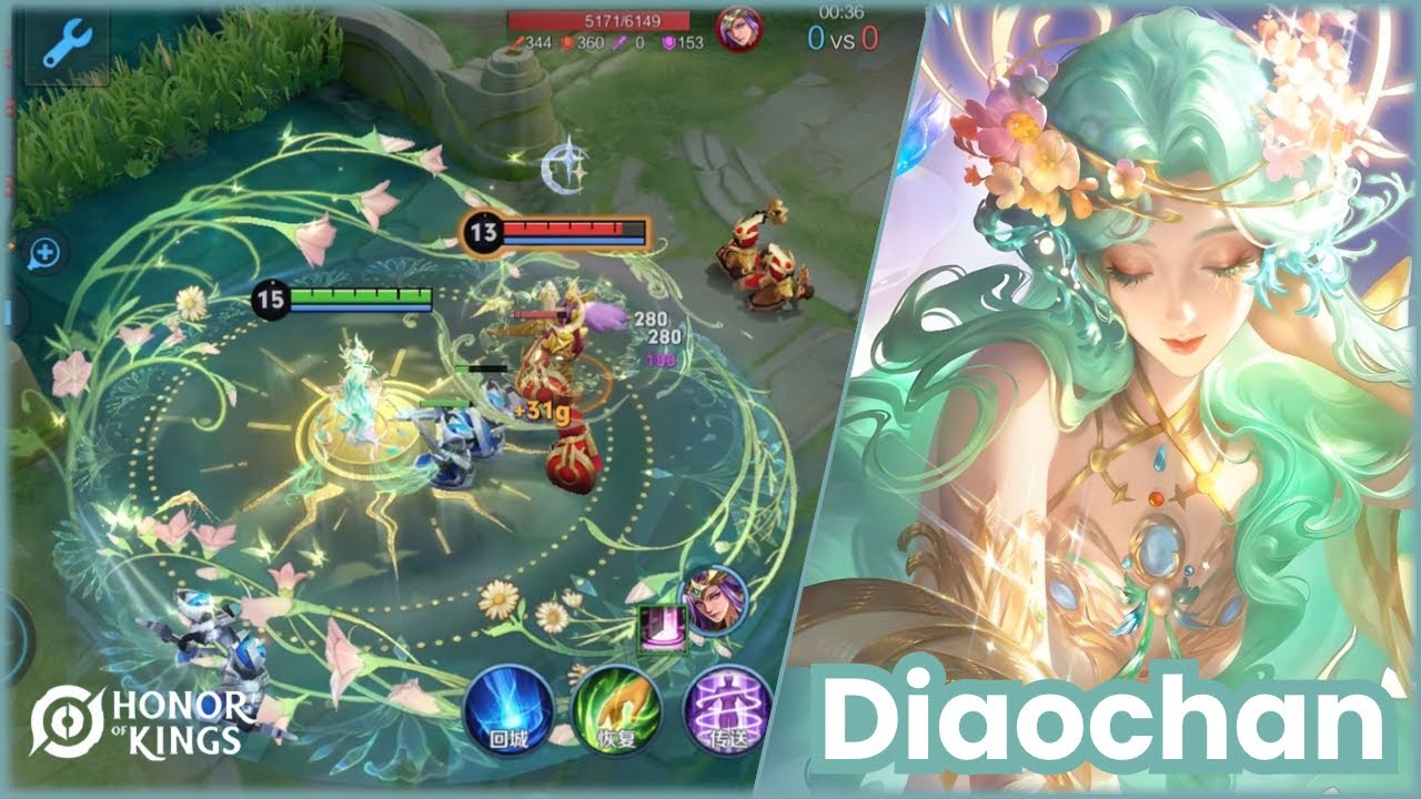 Honor of Kings ( Diaochan ) TREASURE FLAWLESS Skin, Dreamy Flowers themed skin | Server China