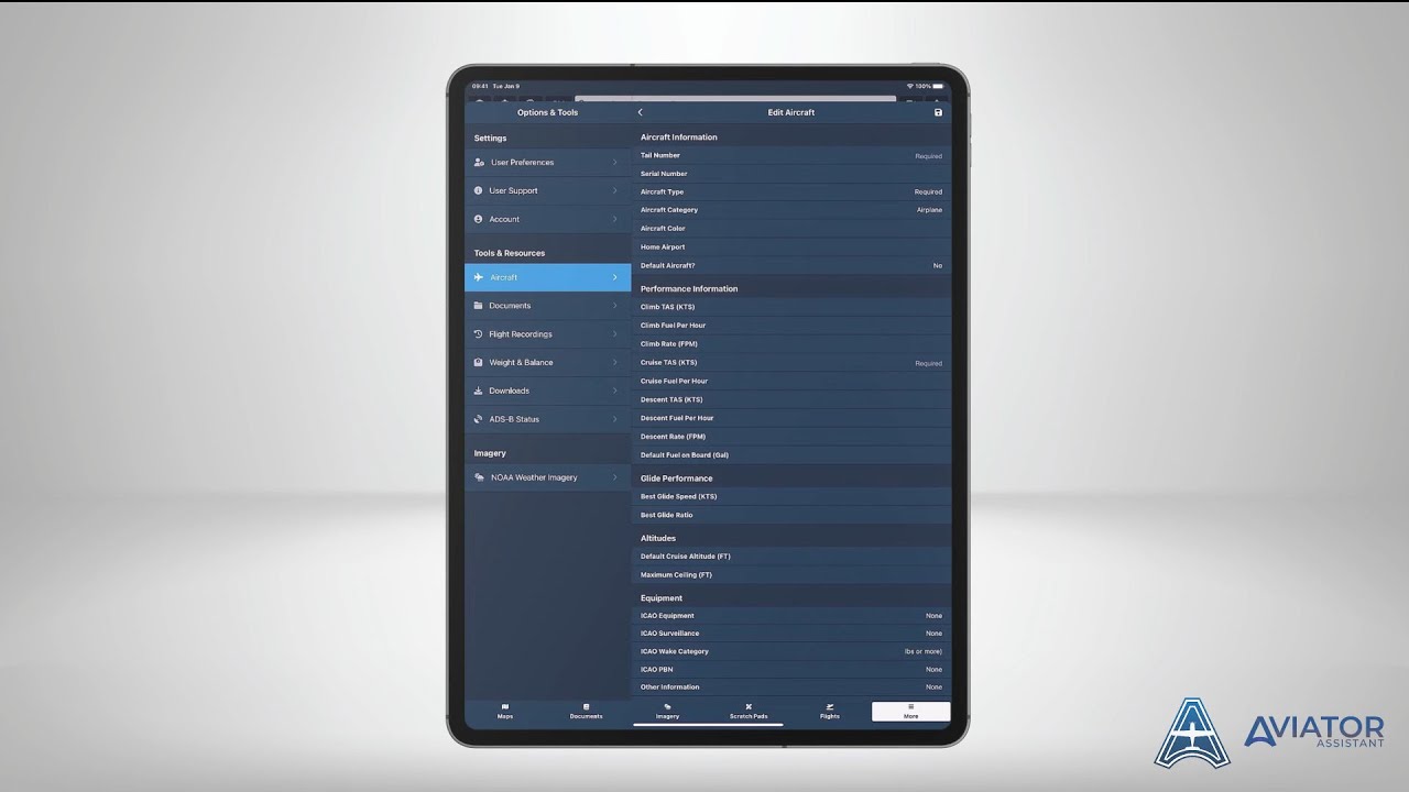 Aviator Assistant - Configuring your Aircraft