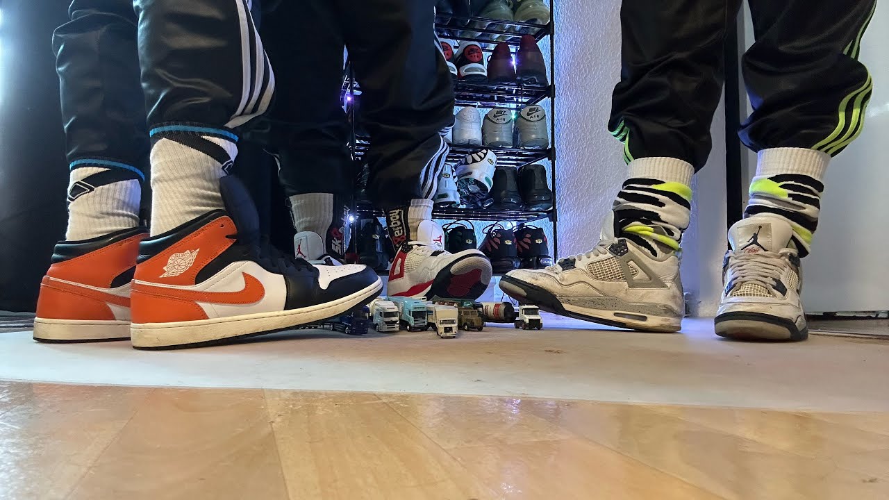 Me and my two brothers in Nike Air Jordans 1 and 4  Crush model
