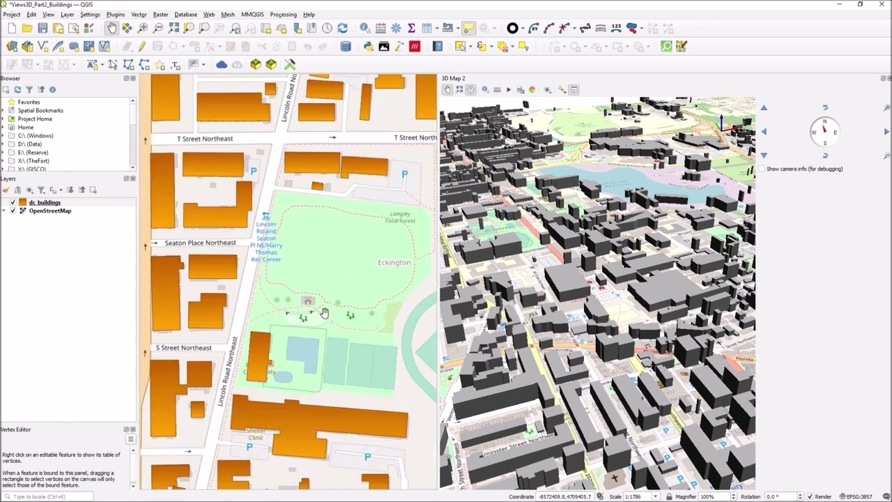 QGIS 3D Buildings Extrusion