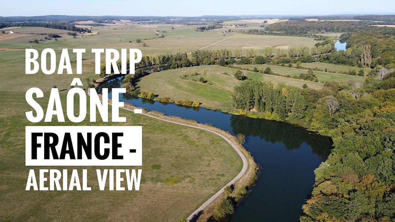 Boat Trip on river Sa&ocirc;ne, Bourgogne, France - Aerial view