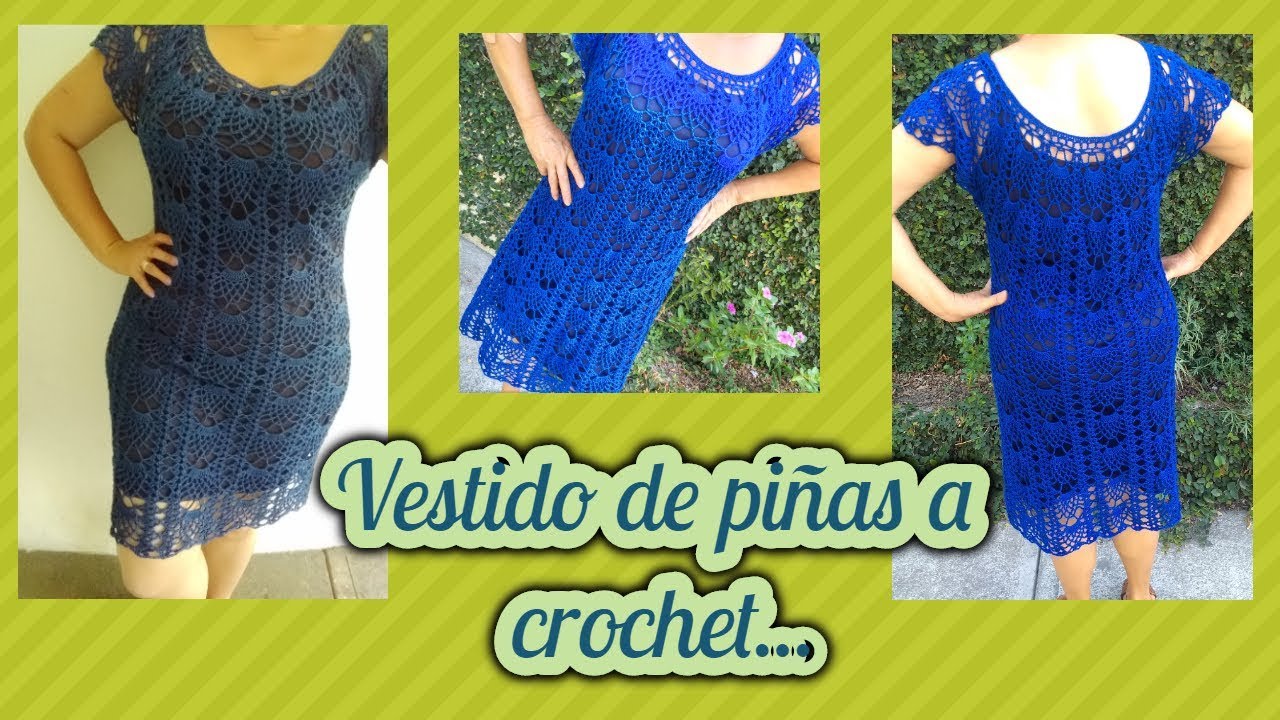 Vestido a crochet con punto de piñas... PARTE 1 (CANESU)