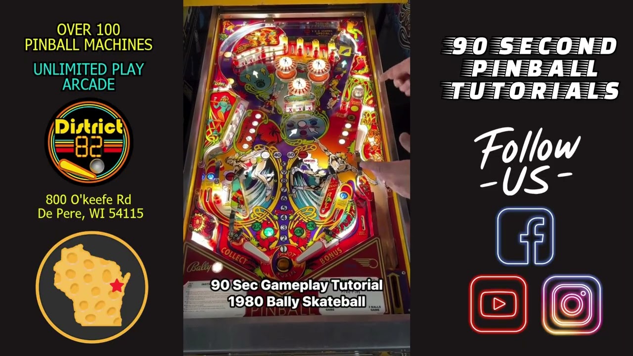 90 Second Pinball Tutorials - 1980 Bally Skateball Pinball Machine