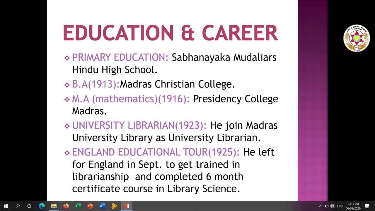 LIBRARY SOCIETY - (Dr.  S. R Ranganathan) - B.LIB
