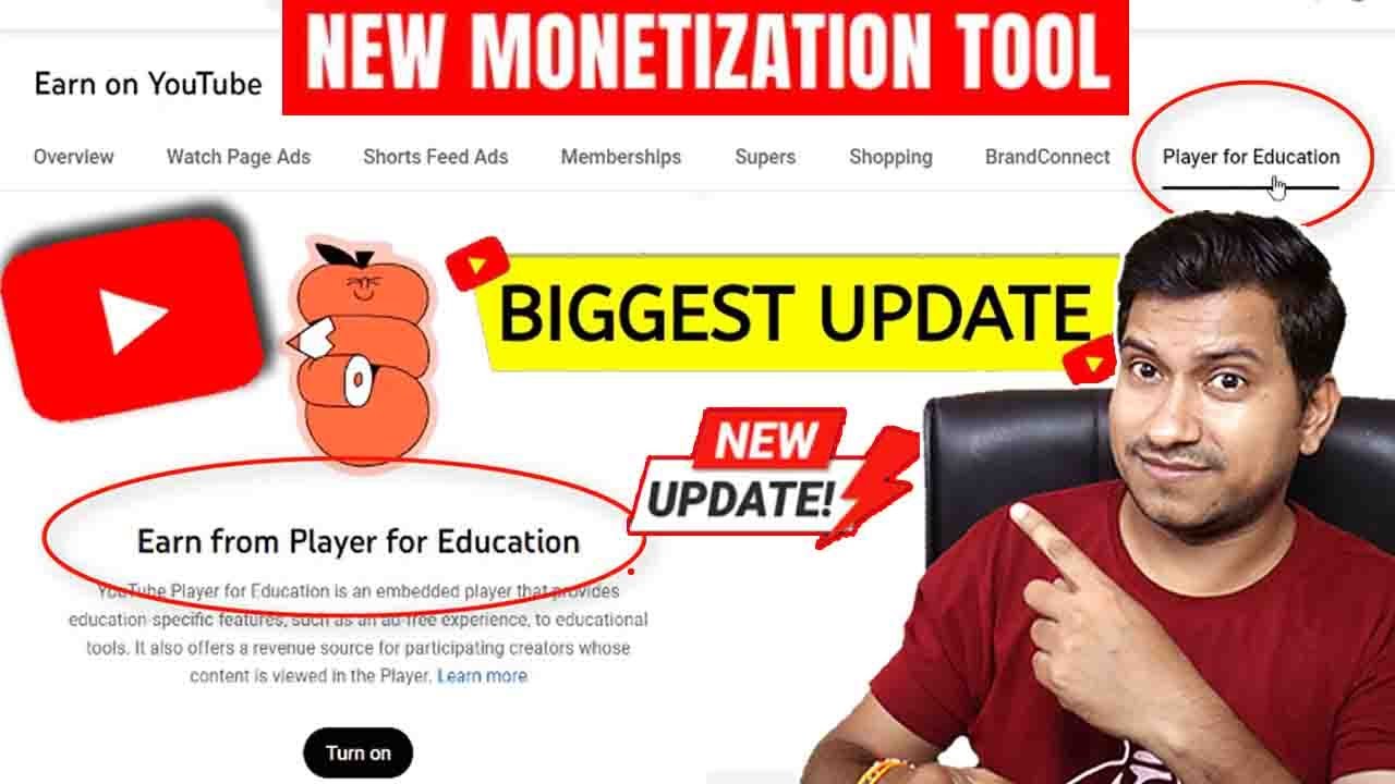 Player For Education Youtube New Update |  how to Make more money for YouTube