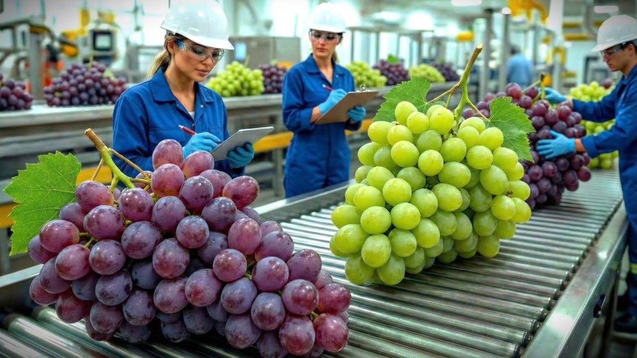 Inside a Modern Grape Raisin Factory – Fresh Grapes to Dried Raisins & Packing (Full Process)