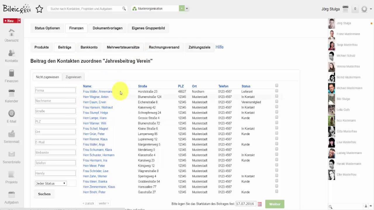 Rechnungssoftware: Beitr&auml;ge abrechnen