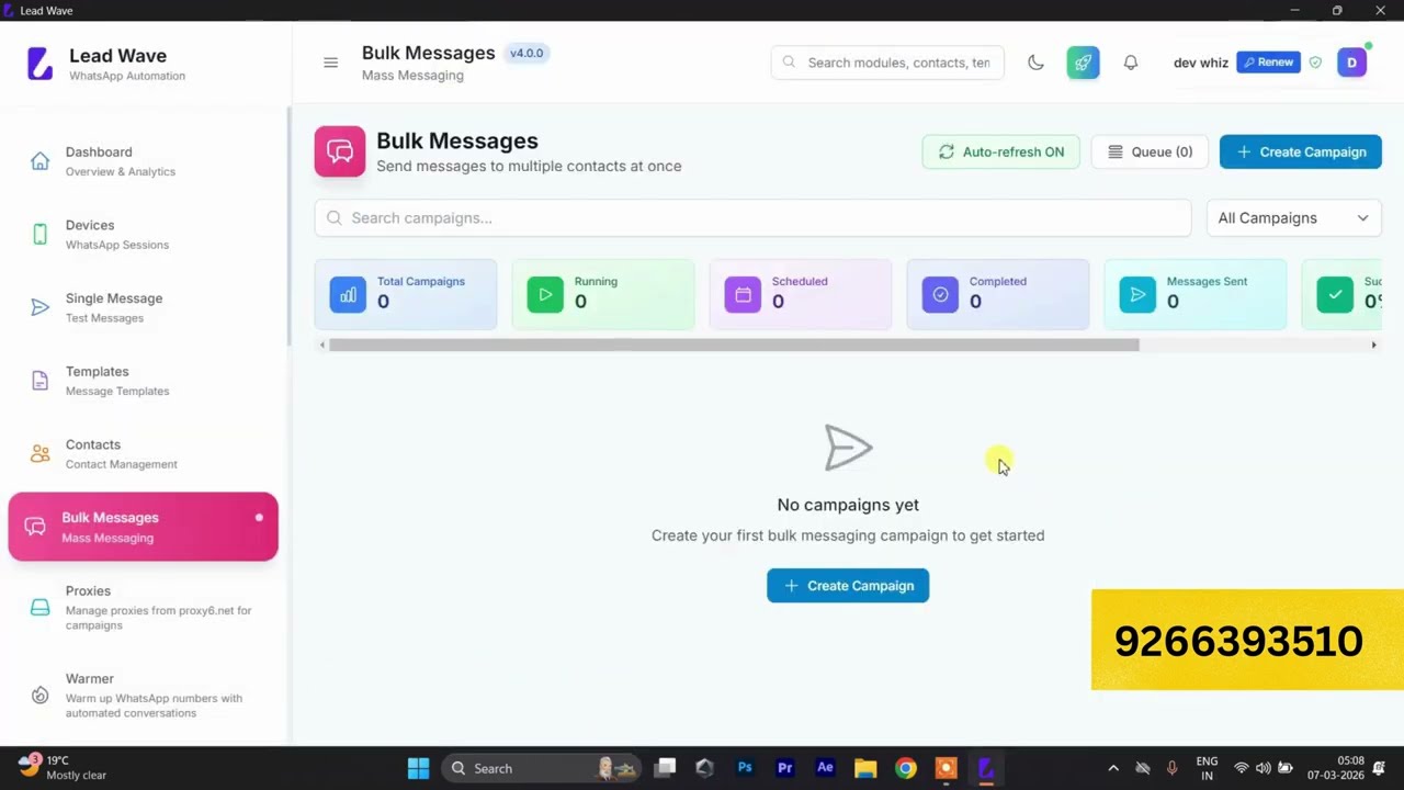 Lead Wave v4.0.0 Latest Update | Bulk WhatsApp Message Sender | WhatsApp Marketing Software 2026