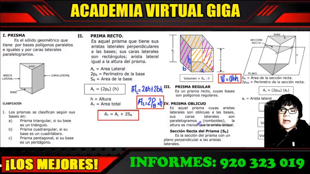 GEOMETRIA:- Prisma y Cilindro - Teoría y Problemas Resueltos [ACADEMIA VIRTUAL GIGA]