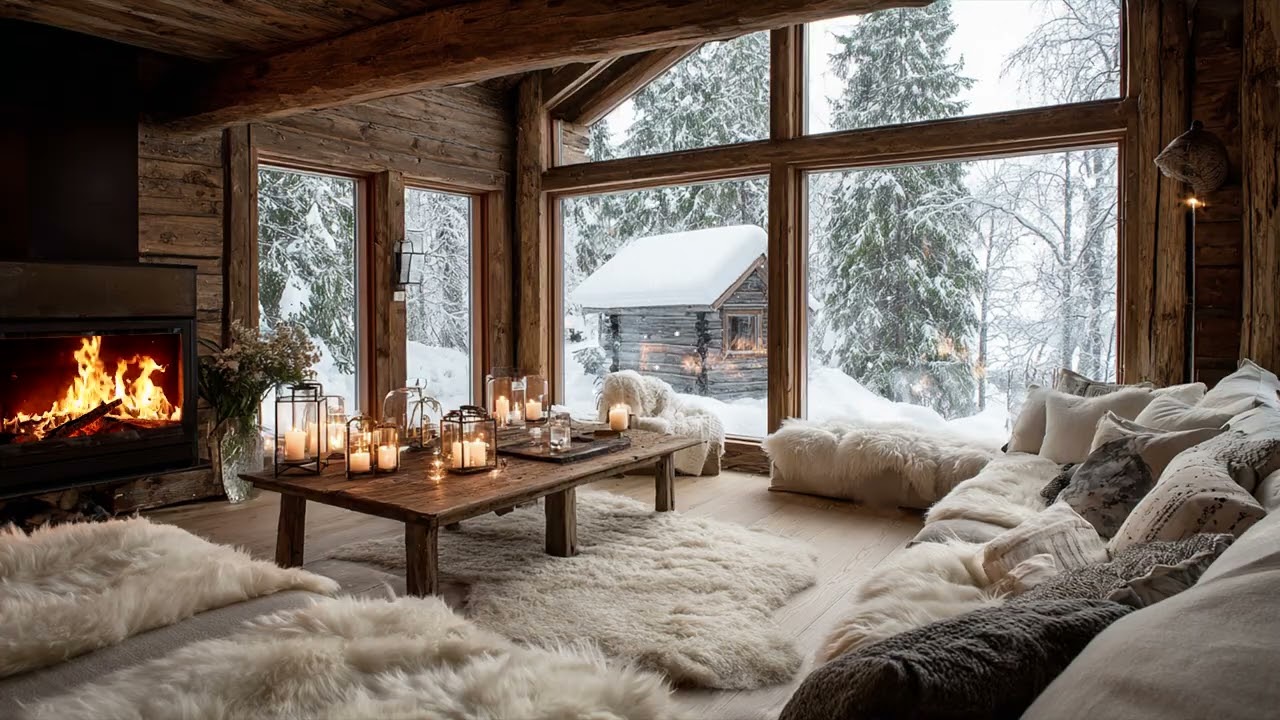 A Bright Winter Living Space Wrapped in Snowlight | Soft Indoor Calm for Deep Relaxation