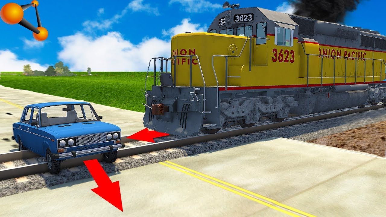 ЗАСТРЯЛ На ПЕРЕЕЗДЕ Перед ПОЕЗДОМ - BeamNg Drive
