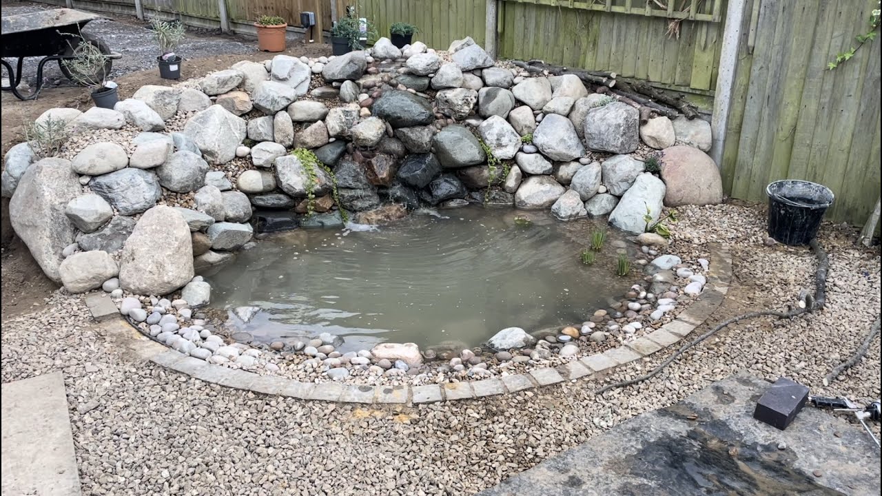 PART 3 - Aquascape Ecosystem Pond with waterfall & Intake Bay, concrete steps, walls and paving