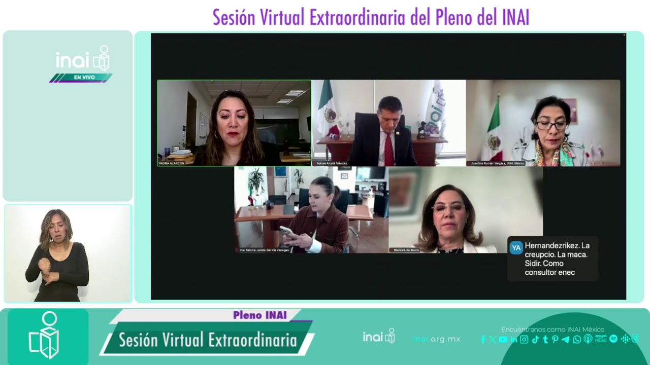 Sesión Virtual Extraordinaria del Pleno del INAI Correspondiente al 14 de febrero de 2025.