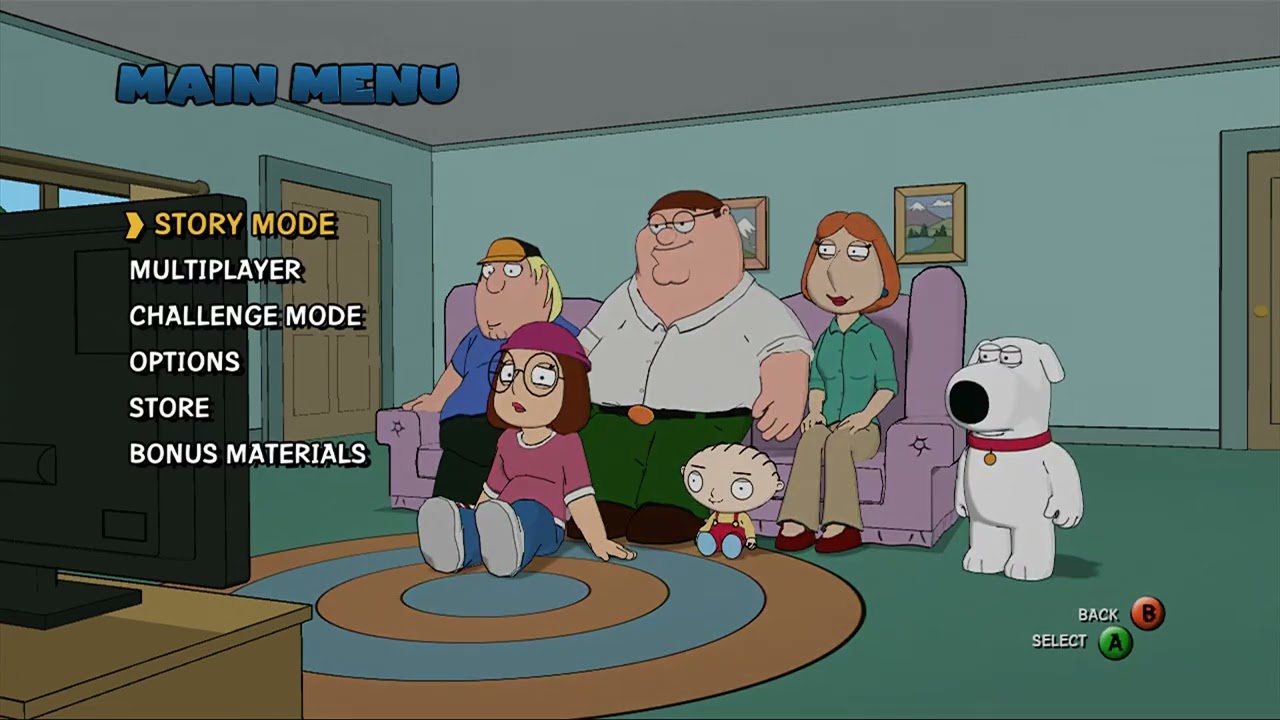 Family Guy - Back to the Multiverse - Main Menu news
