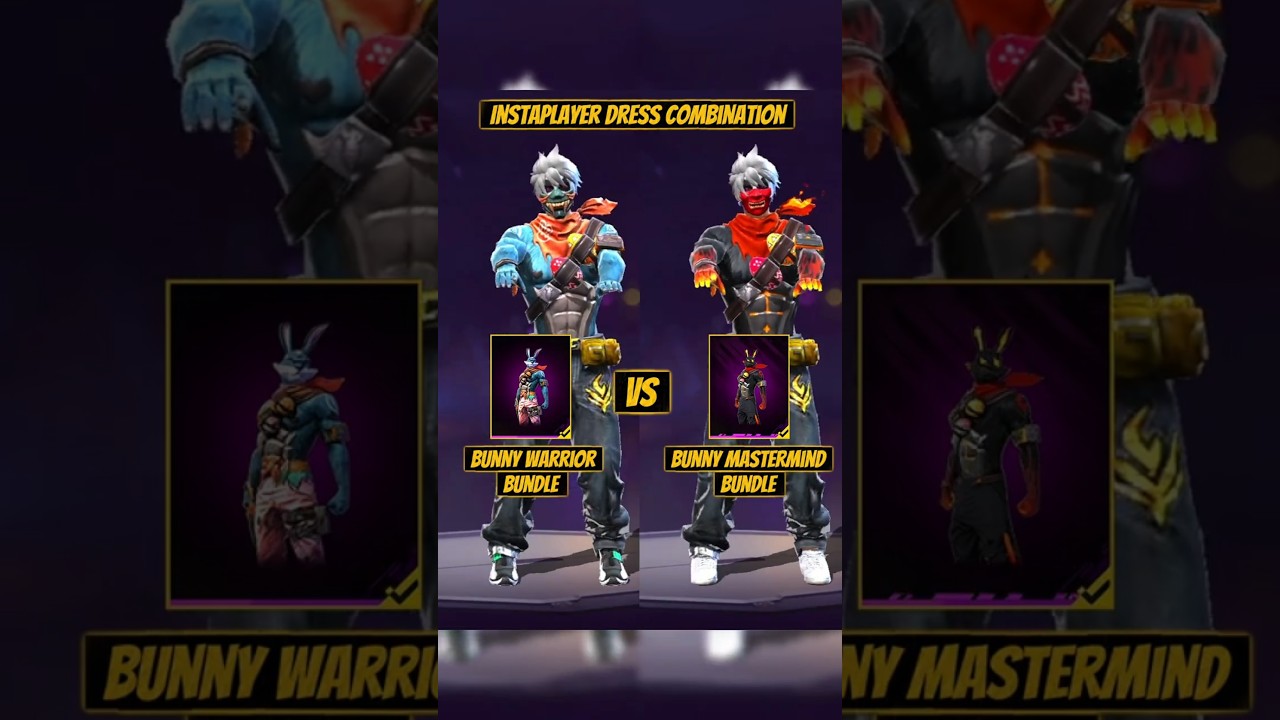 INSTAPLAYER 👑 DRESS COMBINATION 👺 WITH BUNNY WARRIOR BUNDLE 🔥 AND BUNNY MASTERMIND BUNDLE 🔥 FF 🔥