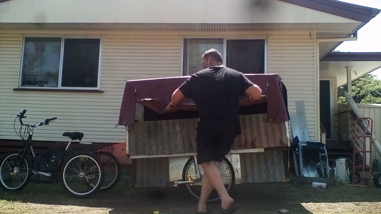 pop top bike camper made from scrap