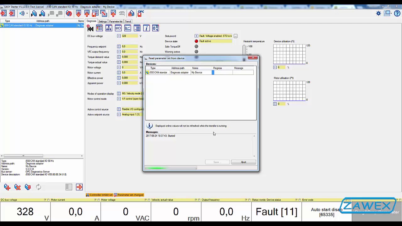 Falowniki Lenze i500 odczyt i zapis parametr&oacute;w programem easy starter - www.sklepfalowniki.pl