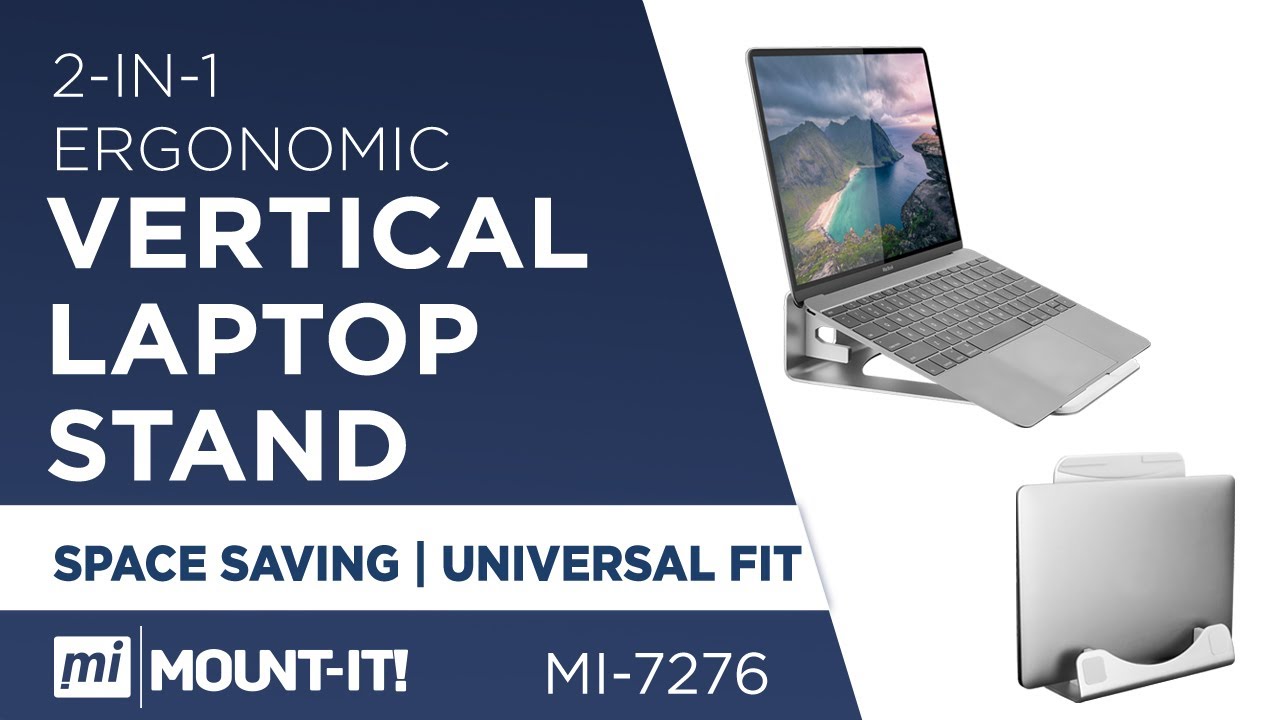 Vertical Laptop Stand | Space-Saving Tilted Aluminum Laptop Riser and Holder (MI-7276)