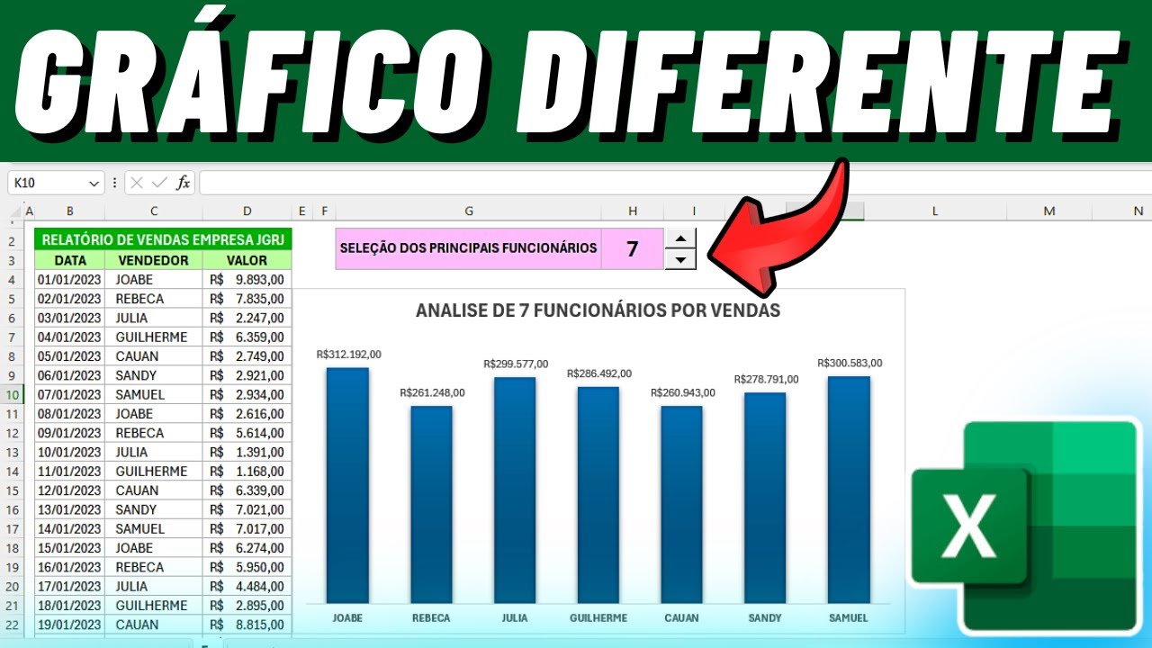 Como fazer um GRÀFICO de COLUNAS com BOTÃO de ROTAÇÃO no Excel