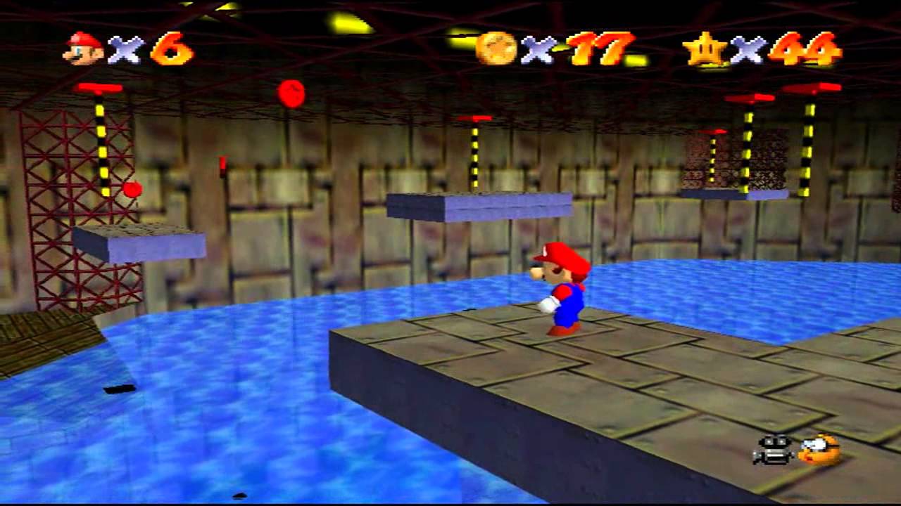 Super Mario 64 - Affreux Bassin - Etoile 3 : Perches pour pièces rouges