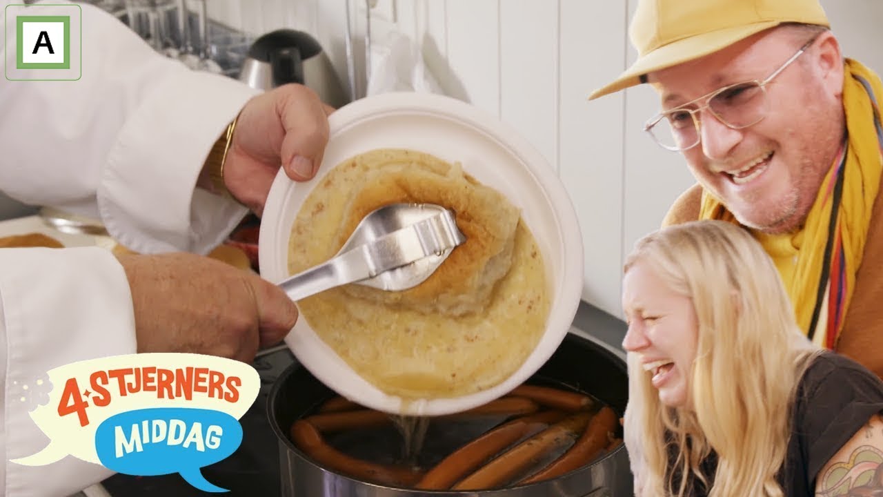 4-stjerners middag | Pølse serveres i pølsebrød dyppet i pølsekraft | discovery+ Norge