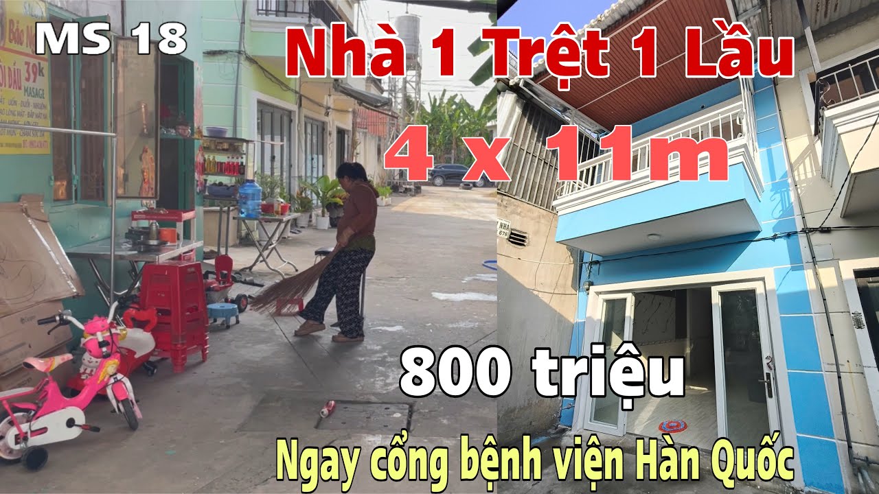 Chủ Ngộp Cần Bán Căn nhà ngay cổng bệnh viện Hàn Quốc , 1 trệt 1 lầu DT 4 x 11m , giá Rẻ 800 Triệu
