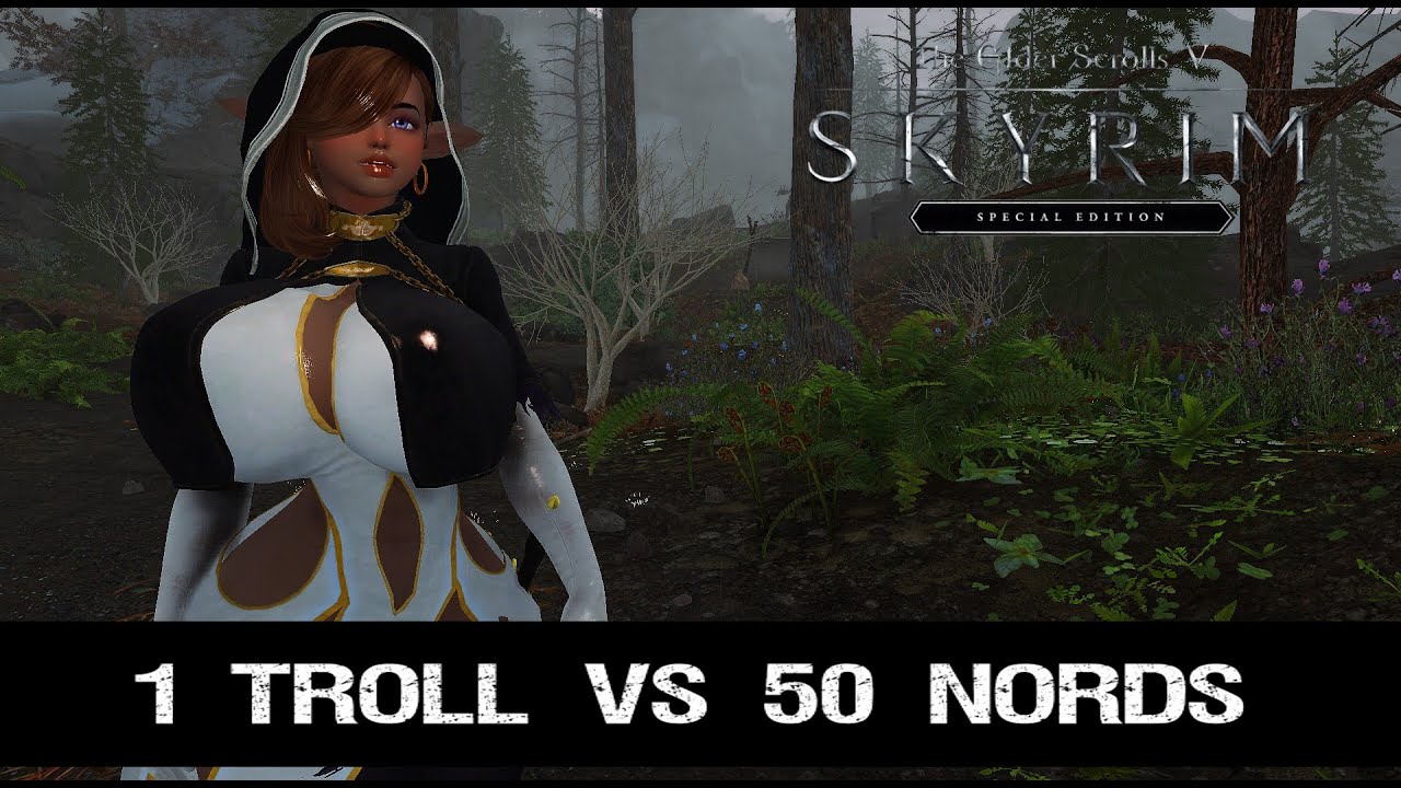 Skyrim SE - 1 troll vs 50 nords