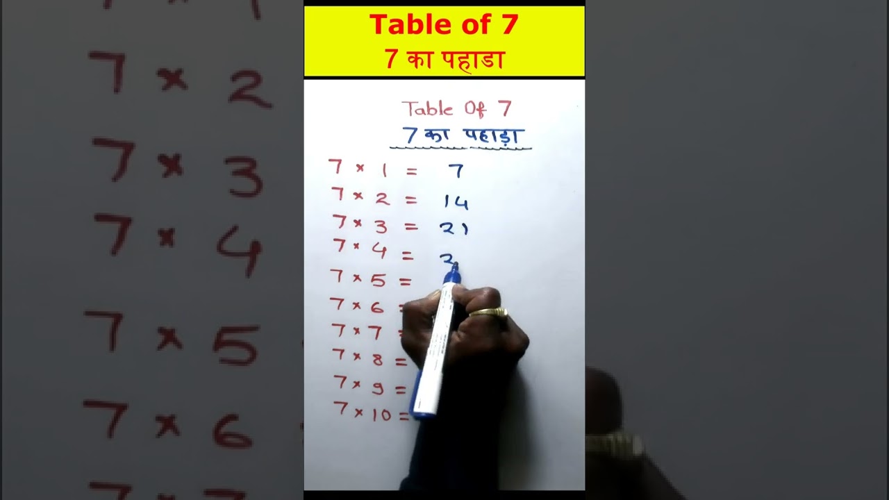 क्या यह आपको याद है | 7 का पहाड़ा | Table of 7 | 7 ka pahada | Table of 7 in hindi | rhythm | #shorts