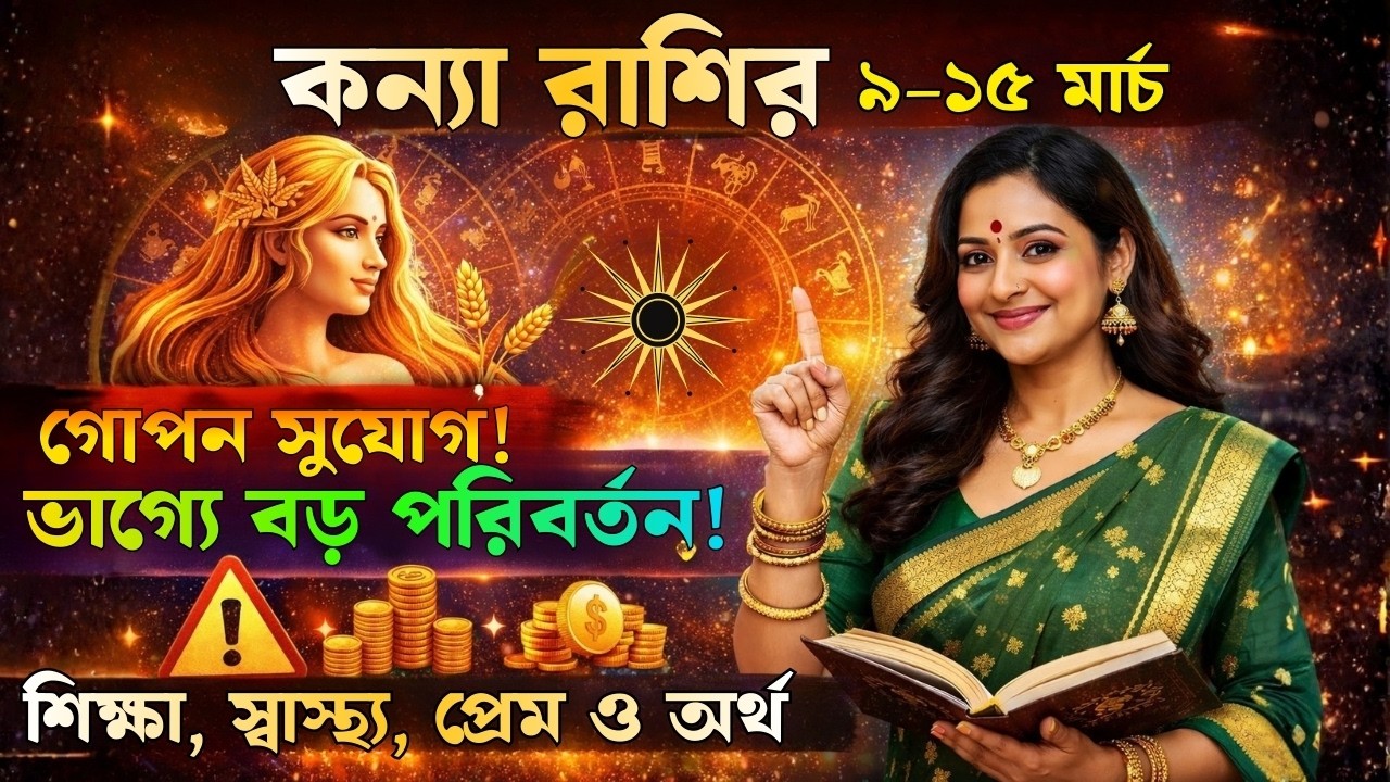 কন্যা রাশির ৯–১৫ মার্চ ২০২৬ সাপ্তাহিক রাশিফল | প্রেম, অর্থ, কর্ম | Virgo Weekly Horoscope