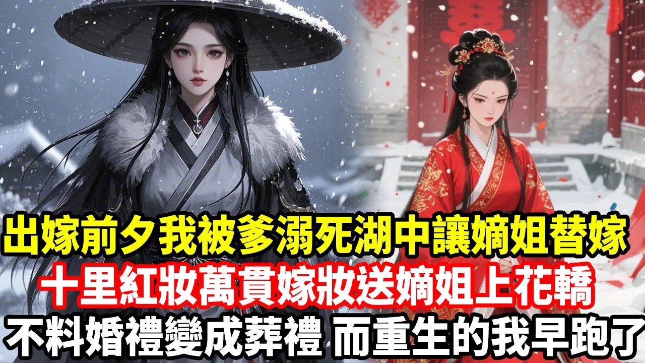 出嫁前夕我被爹溺死湖中讓嫡姐替嫁，十里紅妝萬貫嫁妝送嫡姐上花轎，不料婚禮變成葬禮，而重生的我早跑了......