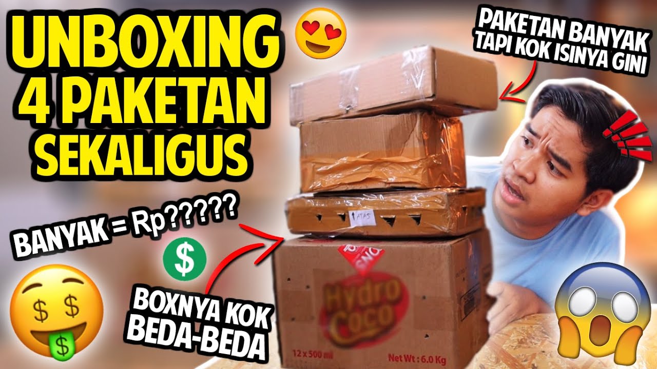 UNBOXING 4 PAKETAN SEKALIGUS! PAKETAN BANYAK KOK ISINYA BEGINI?! BERAPA DUIT NIH?!
