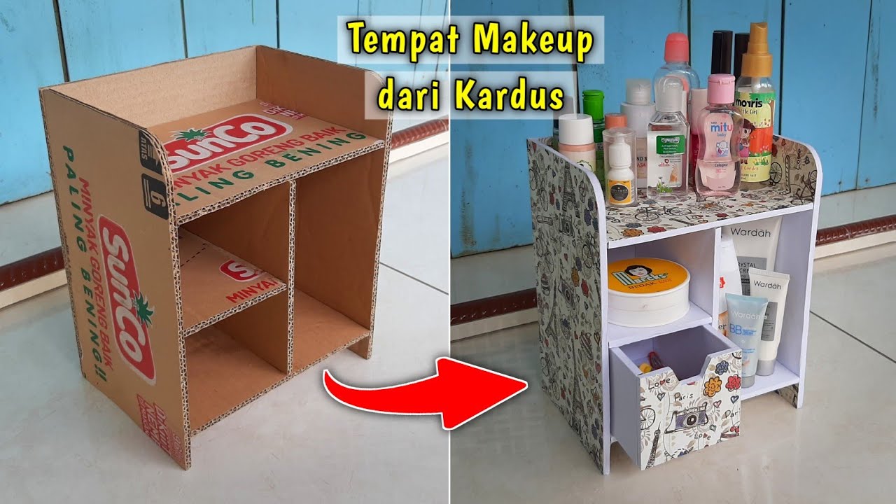 Tutorial Membuat Tempat Makeup dari Kardus