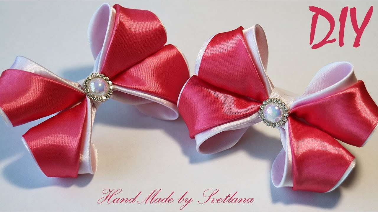Бантики из атласной ленты Канзаши Satin ribbon Hair bow Laço de fita de cetim