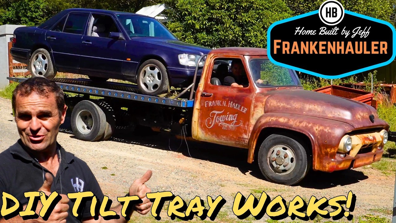 My home made tilt tray works!  - 1954 Ford F600 Car Hauler Build part 70