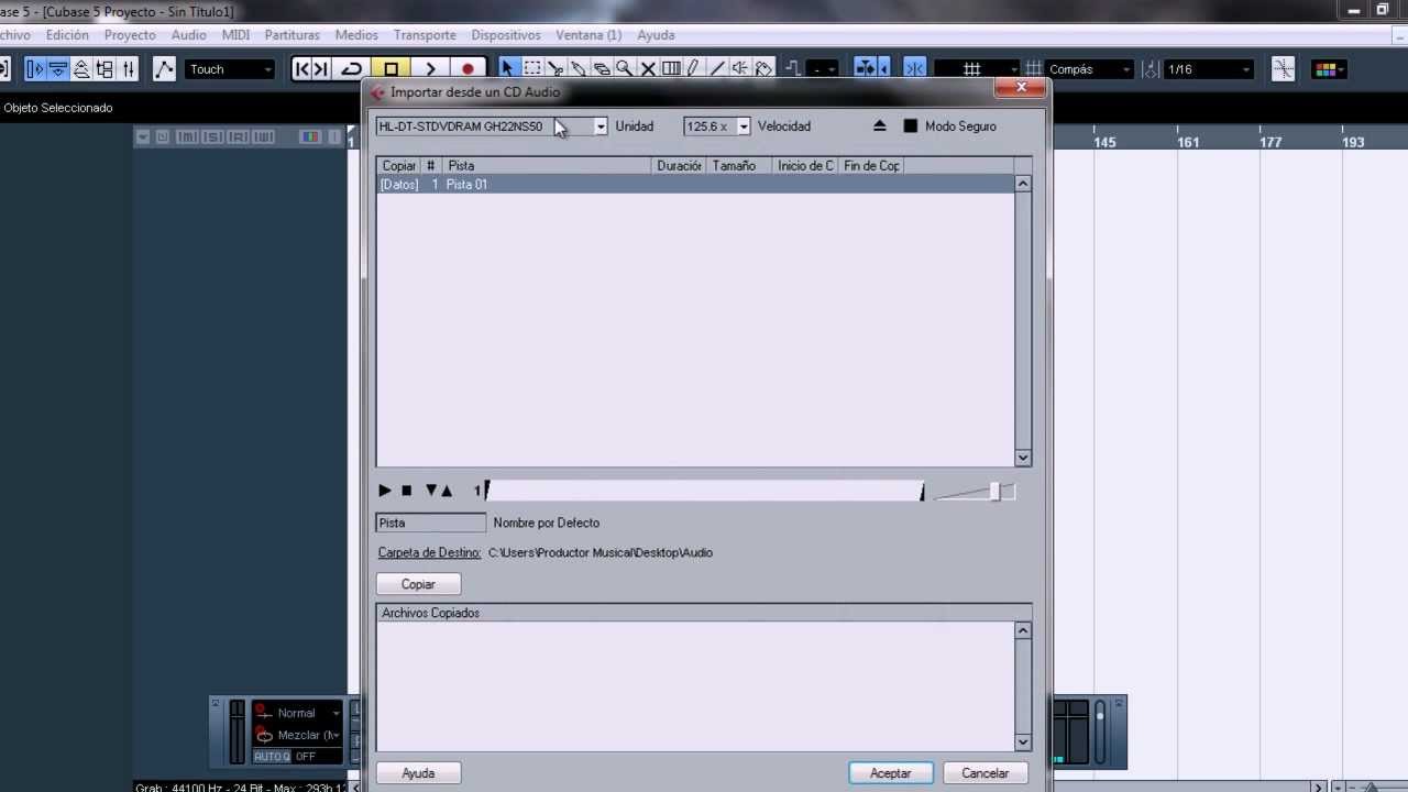 Como grabar sobre una pista de audio en Cubase y mezclar