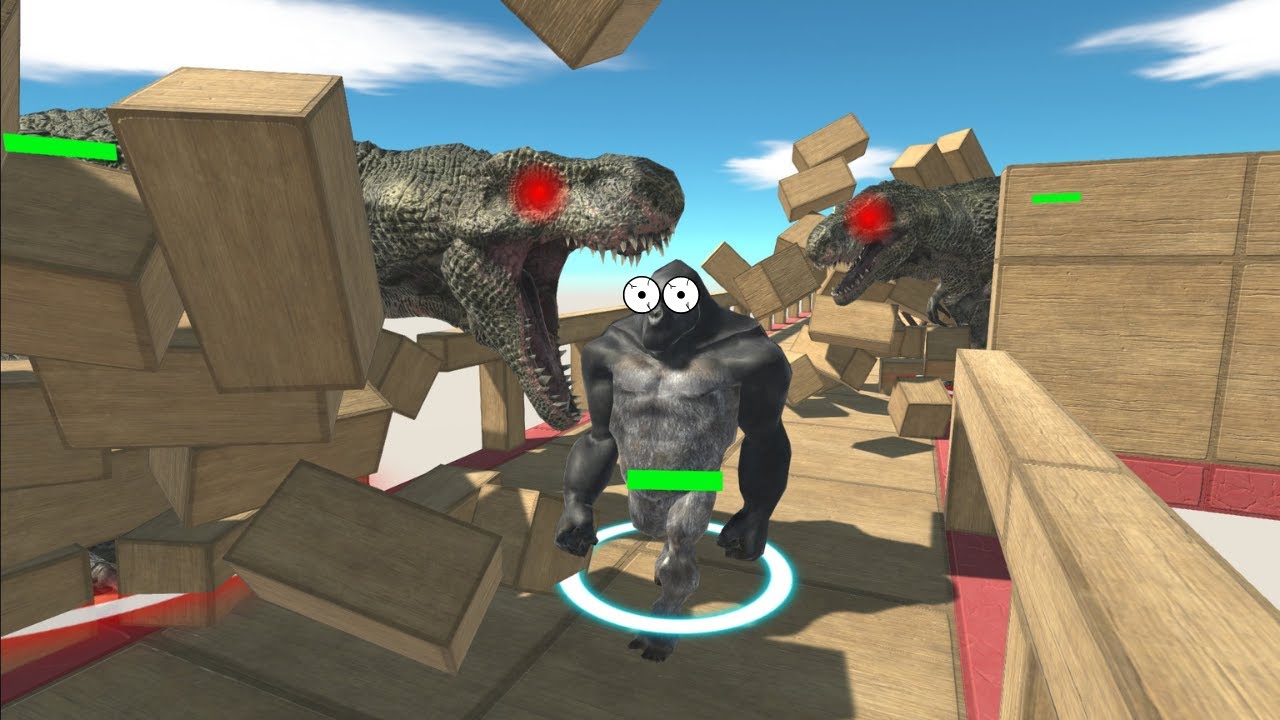 Double Tyrannosaurus Rex Bridge Challenge - Animal Revolt Battle Simulator