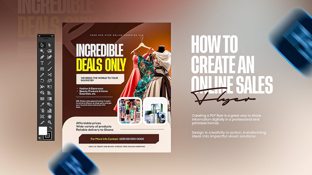 Online Sales Shop Flyer Design In Photoshop. Beginner-Friendly Tutorial