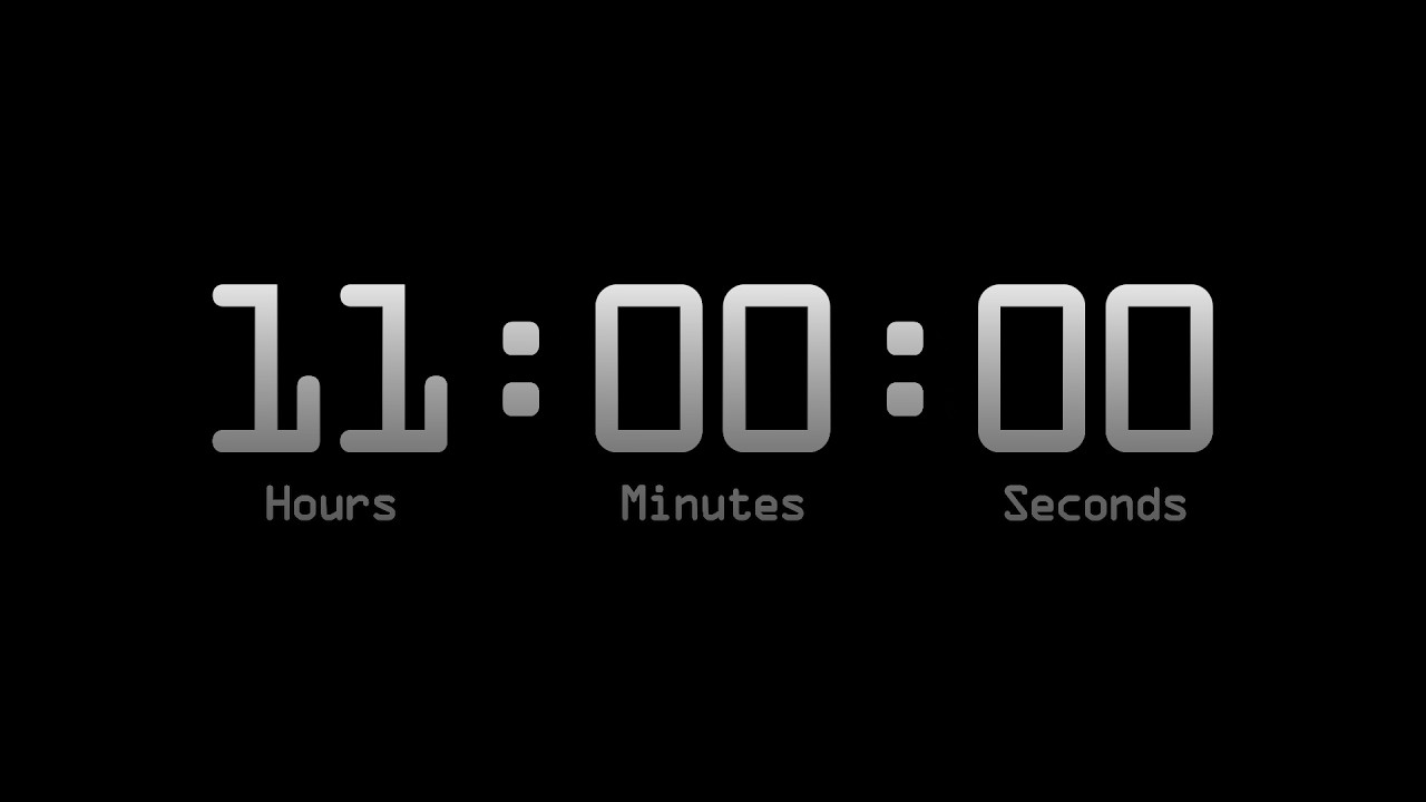 11 Hour Countdown Timer with Alarm & Chapters - Retro Digital - Silver - Grey & White