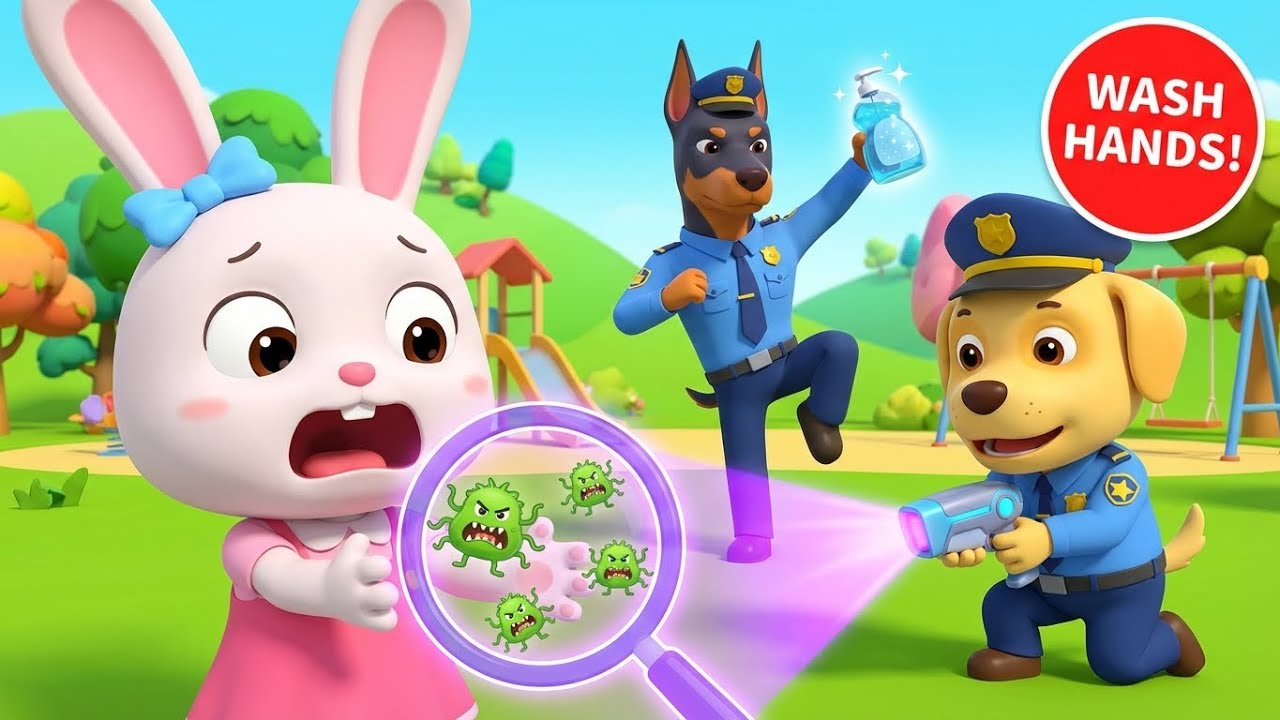 Germ Monster Attack! 🦠 Sheriff Labrador’s Handwashing Mission | Police Cartoon Mystery