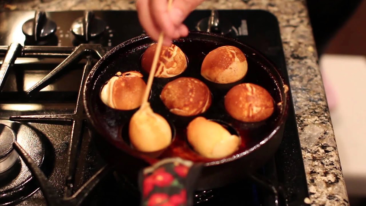 How To Use an Aebleskiver Pan the correct way.  (Pancake Balls)