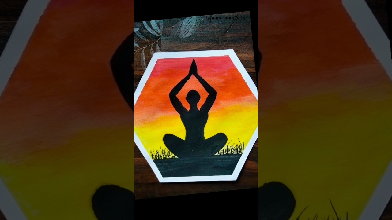 International Yoga Day Drawing।। Yoga Day Water Colour Poster 🎨🖌️।। #watercolor #yoga #drawing #art