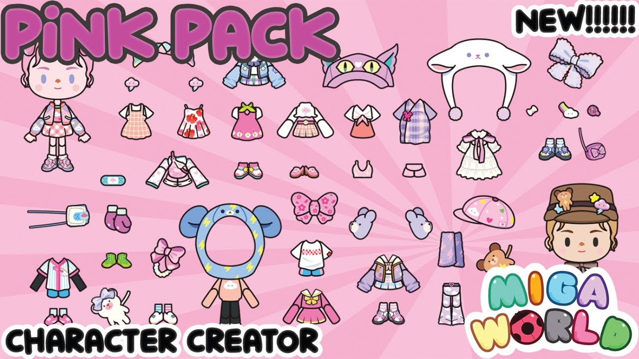 Miga World update Character Creator PINK Pack! Atualização Pacote ROSA Criador de Personagens Miga