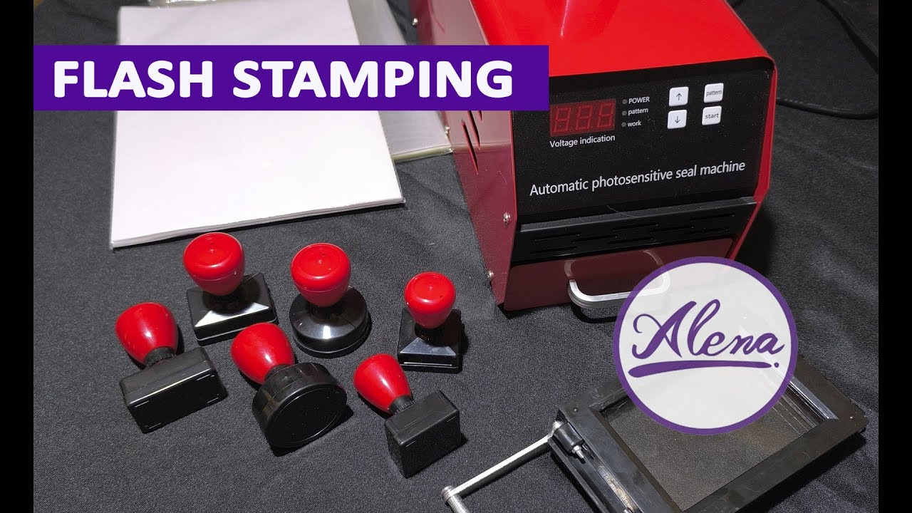 Haciendo timbres con goma fotosensible y Flash Stamping Machine